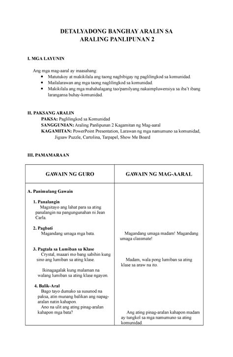 ayos ng pangungusap lesson plan|Banghay Aralin Sa Baitang 7 .